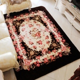 棕色玫瑰花朵客厅地毯茶几地毯卧室床边毯时尚餐桌地毯200*250cm