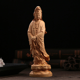 红木佛像工艺品念珠观音菩萨摆件 实木质黄杨木雕刻佛像手把件
