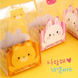 10套入！【一面呆熊一面萌兔】透明点心袋饼干袋 韩国烘培包装袋