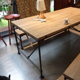 厅餐厅桌长凳铁艺复古工业水管风格餐桌椅组合 实木户外休闲咖啡