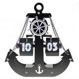 欧美创意座钟自动翻页钟复古船形翻叶翻牌钟海盗船造型家居挂钟