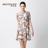 Motoley慕托丽 2015新款短袖印花连衣裙甜美修身时尚短裙