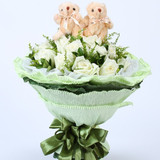 全国上海鲜花速递情人节同城上门送花送女友生日求婚11白玫瑰礼盒