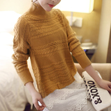 甜美蕾丝短裙春装新款2015韩版女装高领中长款女毛衣针织衫打底衫