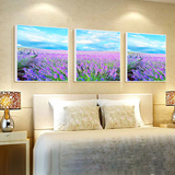 田园风格客厅有框组合风景画电表箱装饰画法国紫色薰衣草墙画挂画