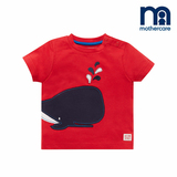 英国mothercare正品童装代购 16夏男宝宝男童鲸鱼贴布红色短袖T恤