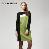 MEACHEAL米茜尔 专柜正品2014冬季新款女装 羊毛拼接长袖连衣裙