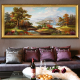 纯手绘欧式风景油画别墅客厅玄关装饰画挂壁式单幅定制油画聚宝盆