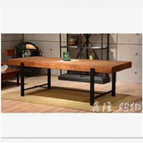 美式复古铁艺餐桌实木餐桌原木办公桌 会议桌 电脑桌设计师工作台