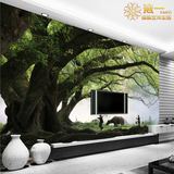 森林田园壁画 无缝3D立体客厅电视背景墙壁纸摄景风景大树PVC壁纸