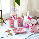 欧式陶瓷可爱KT猫卫浴5件套 浴室牙具洗漱套装时尚家居漱口杯洁具