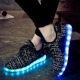 夏季透气发光鞋男女情侣夜光鞋USB充电LED发亮灯鞋闪光七彩荧光鞋