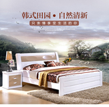 简约现代宜家实木烤漆床橡木床单人床双人床1.5米1.8米木质彩色床