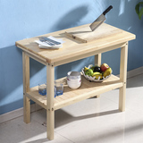 厨房切菜桌子台实木餐桌简易长桌子双层三层桌家用置物桌打折定做