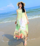 波西米亚无袖雪纺连衣裙夏天海滩裙海边度假必备孕妇沙滩裙长裙仙
