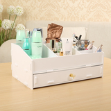 雅昶桌面化妆品收纳盒欧式创意抽屉式韩国大号防水塑料木制置物架