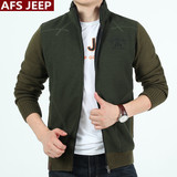 Afs Jeep/战地吉普卫衣男韩版针织袖立领夹克拼接青年秋冬男外套