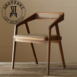 多功能餐厅餐椅简约靠背椅子纯实木扶手椅原木家用办公椅餐桌椅