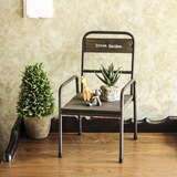 美式乡村复古实木铁艺餐椅 设计师创意靠背酒吧咖啡厅休闲椅子