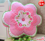 韩版可爱花朵形靠垫棉布艺抱枕含芯可爱抱枕靠枕腰垫坐垫粉色绣花