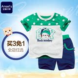 安塞尔斯儿童短袖套装2016新款童装夏装男女童宝宝运动服婴儿衣服