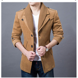 2015秋季男士风衣韩版修身型青年中长款夹克外套英伦呢子大衣潮款