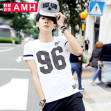 AMH韩都衣舍男装夏季韩版圆领白色青年印花潮流短袖T恤男士半袖赑