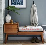 简约现代实木床尾凳床边凳 创意实木换鞋凳收纳凳子储物沙发凳