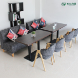 北欧 咖啡厅桌椅 奶茶店桌椅组合 美式餐桌长方形甜品店桌椅