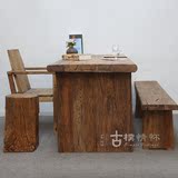 老榆木旧门板餐桌 风化老榆木茶桌 原生态办公桌 老榆木书桌定制