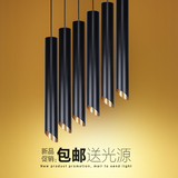led创意个性餐厅吧台吊灯单头黑色艺术圆柱形现代简约斜切吊灯具