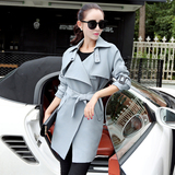 韩国代购2015春秋新款韩版修身显瘦天丝棉中长款气质女式风衣外套