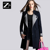 ZK2015冬装外套新款毛呢外套女中长款毛呢大衣女修身大衣呢子大衣