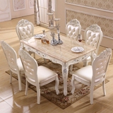 实木餐桌椅组合欧式一桌四椅六椅4人6人木面饭桌大理石小户型餐桌