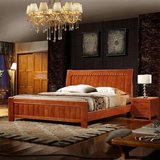 热卖南康实木家具新款 实木橡木双人床1.8米1.5米床架送床板 结婚