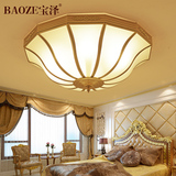 欧式全铜卧室吸顶灯圆形 简欧阳台灯入户花园灯门厅灯具 美式铜灯