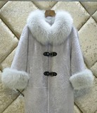 2015新款冬装女装狐狸毛领牛皮扣仿羊绒大码显瘦时尚毛呢外套大衣