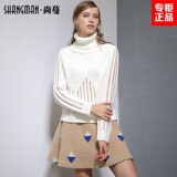 [官方正品][尚蔓]欧美风加厚毛呢短裙半身裙3D装饰包臀裙SM5S4828