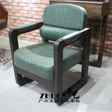 美发椅子烫染椅子 休闲椅 发廊专用实木扶手剪发椅欧式复古木脚椅