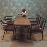 美式复古铁艺实木餐桌椅组合饭桌个性创意酒吧水管桌办公桌子特价