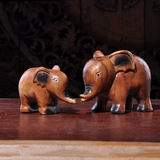 东南亚特色实木雕刻小象摆件 泰国装饰工艺品吉象桌面摆设礼品