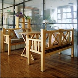 实木餐桌靠背长椅特色地中海田园乡村美式咖啡店酒吧休闲会所桌椅