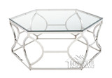 现代简约客厅几何六边形不锈钢茶几玻璃方桌子宜家设计师家具定制
