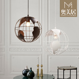 北欧创意餐厅吊灯现代简约卧室咖啡厅地球仪铁艺圆形单头艺术灯具