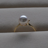【天和珠寶】专柜正品 18k金极光镜面日本海水Akoya天然珍珠戒指