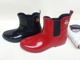 外贸原单大牌黑红两色矮低短筒帮橡胶时尚男女雨鞋雨靴水胶套鞋