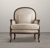 美式沙发复古做旧布艺单人沙发休闲老虎椅实木布艺咖啡厅影楼沙发