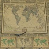 复古世界地图 牛皮纸海报装饰画芯 挂办公室酒吧超大奥巴马英文版