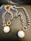 韩国时尚粗链子人造大珍珠项链欧美夸张锁骨短新款韩版女饰品包邮