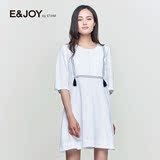 Etam/艾格E＆joy2016夏新品圆领宽松纯色中袖连衣裙16082207086